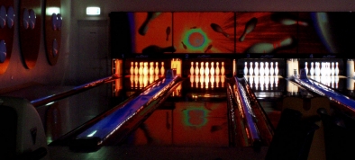 Lanes 1 and 2 with pin-deck illuminated orange